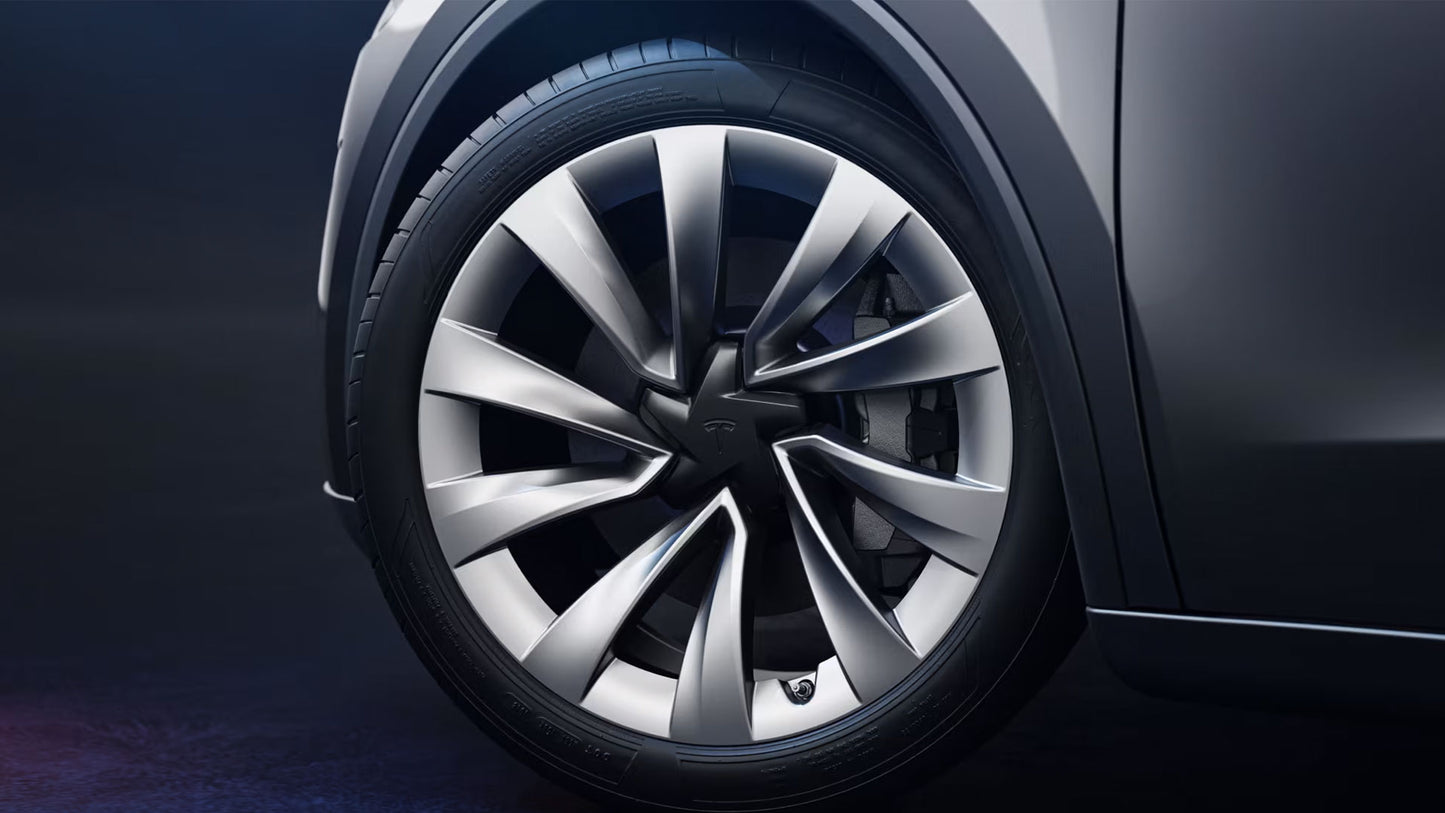 brand-new OEM Tesla wheel with a professionally mounted tire and TPMS sensor, ready to install right out of the box. Offered by Theta Wheels, this plug-and-play set delivers factory-quality performance and fitment without the high dealership markup. Perfect for Tesla owners looking to replace or upgrade their wheels with authentic components.